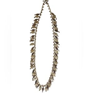 Stephen Dweck Sterling Silver  Carved Shell Multi Stone Statement Necklace 36”